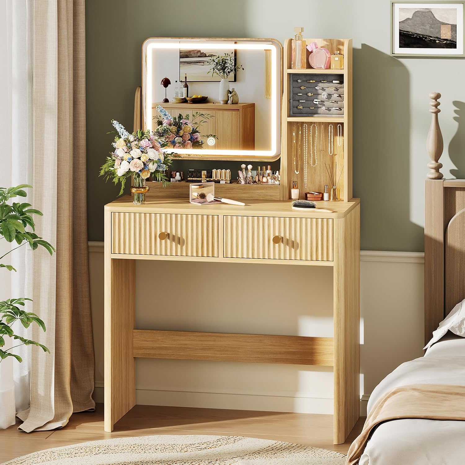 Desk Drawer Small - Meja Rias Beralur dengan Cermin dan