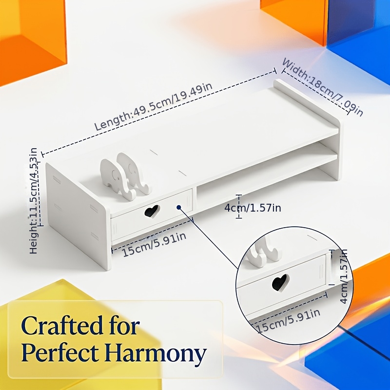 Penyangga Monitor PVC Putih Mi - Desk Drawer Small ulasan dan harga