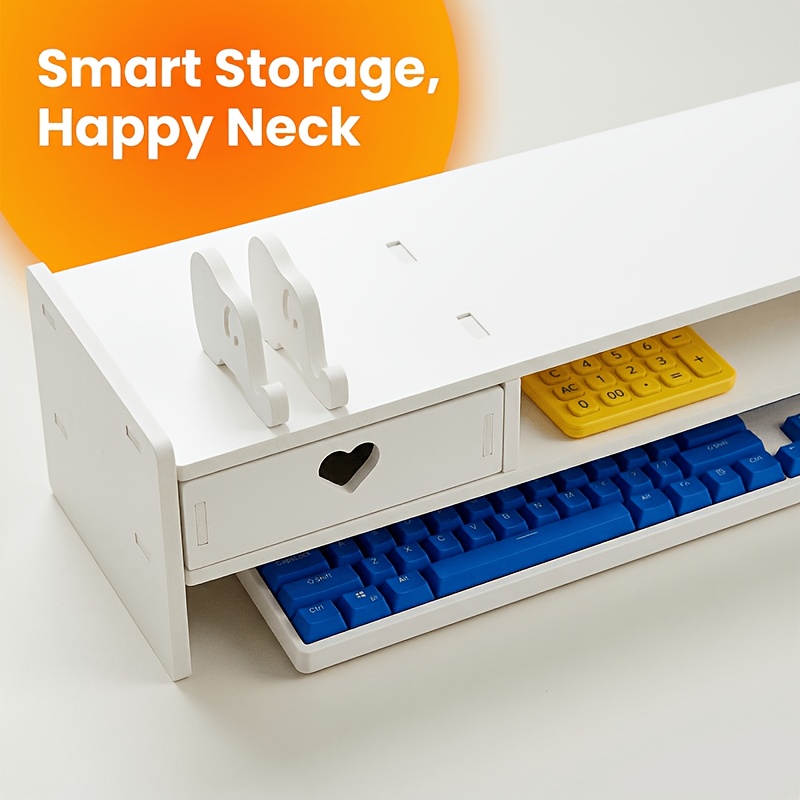 Penyangga Monitor PVC Putih Mi - Desk Drawer Small ulasan dan harga