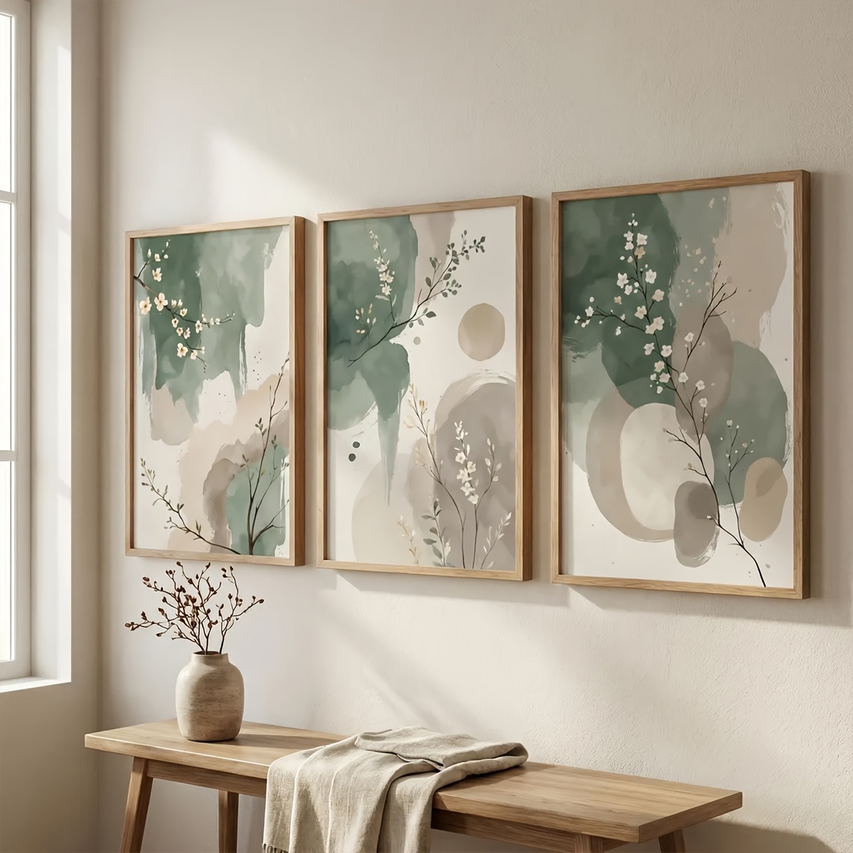 3 Buah Poster Kanvas Daun Hija - Home Office Word ulasan dan harga