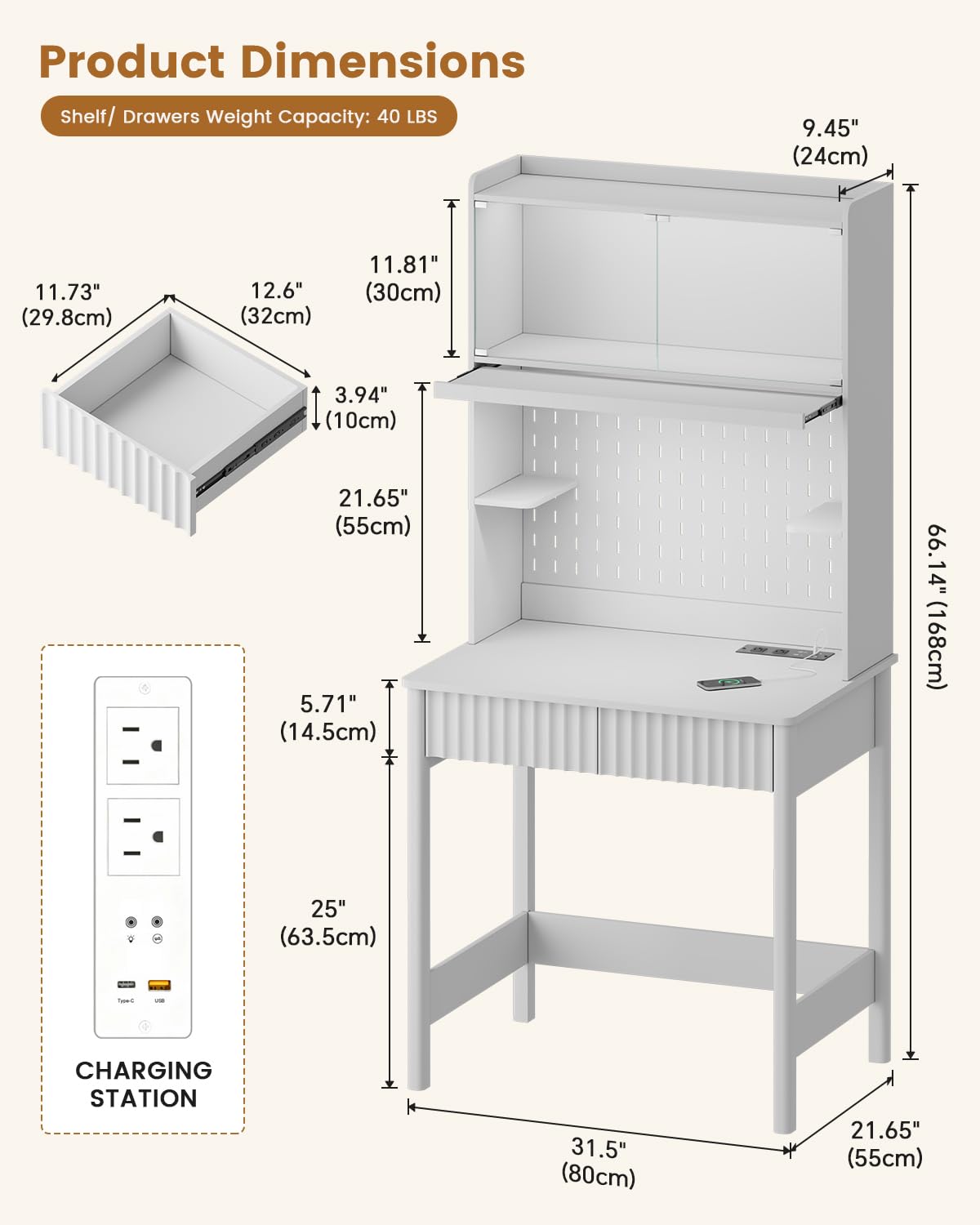 Meja Putih dengan Stopkontak,  - Desk Drawer Small ulasan dan harga