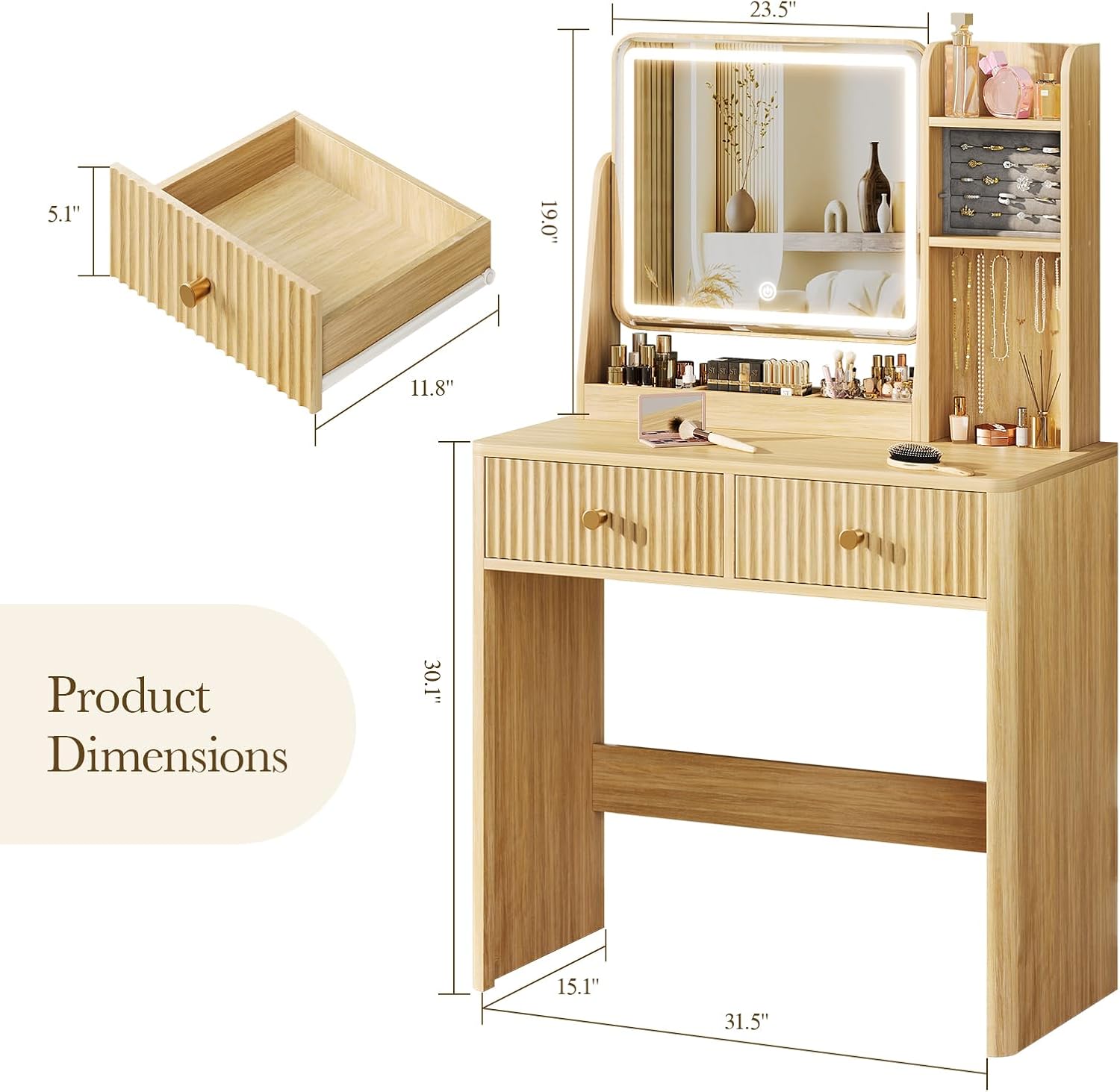 Meja Rias Beralur dengan Cermi - Desk Drawer Small ulasan dan harga