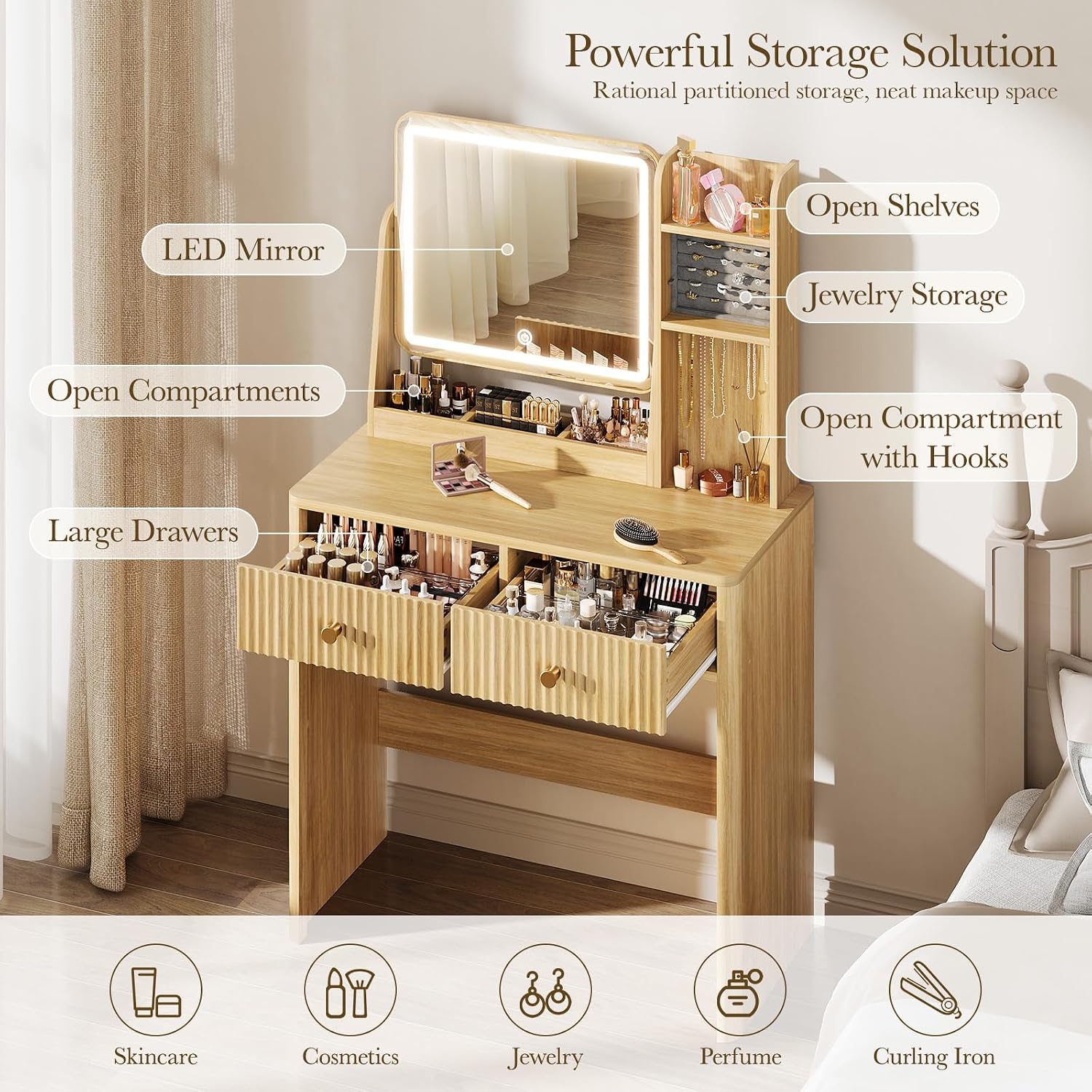 Meja Rias Beralur dengan Cermi - Desk Drawer Small ulasan dan harga