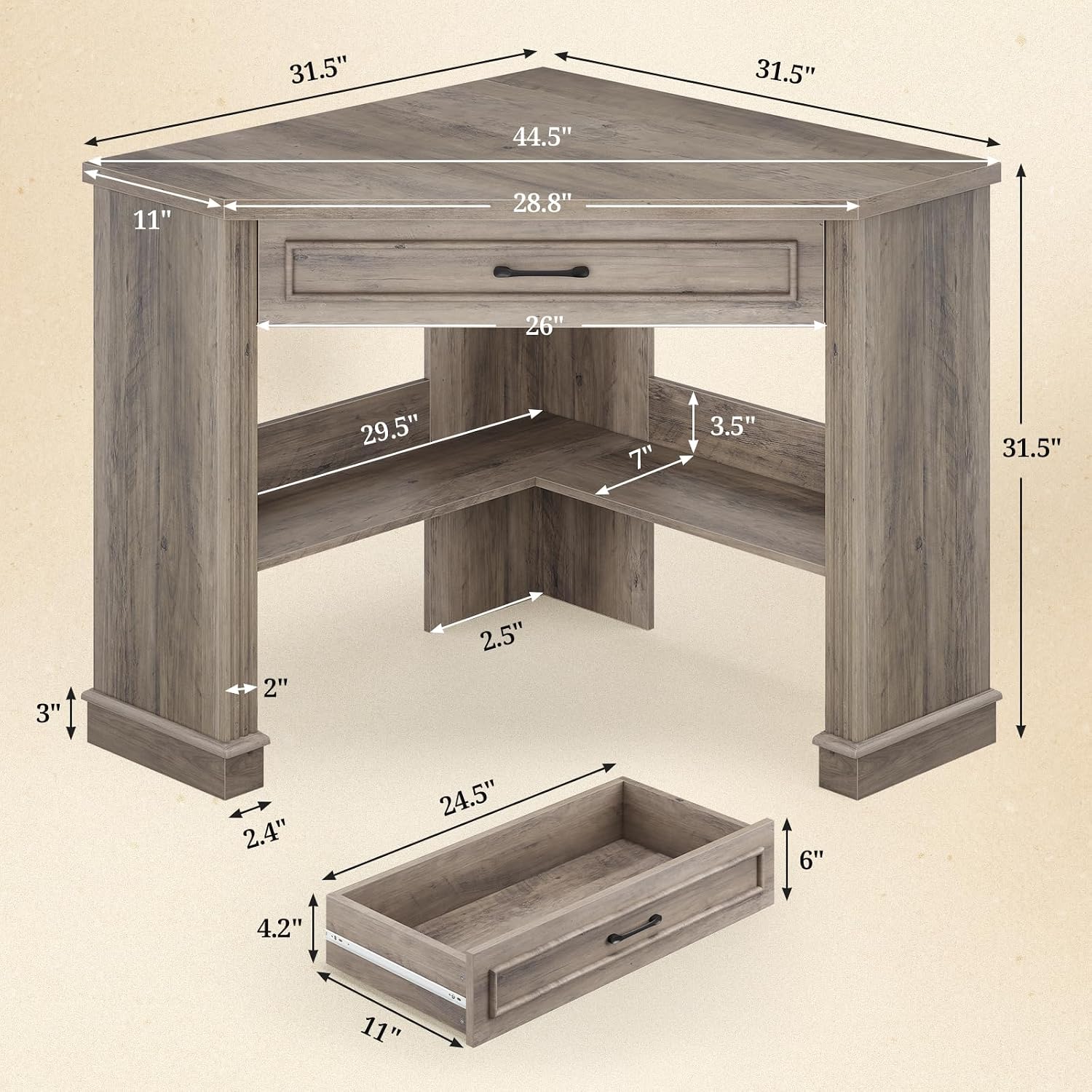 Meja Komputer Segitiga dengan  - Desk Drawer Small ulasan dan harga
