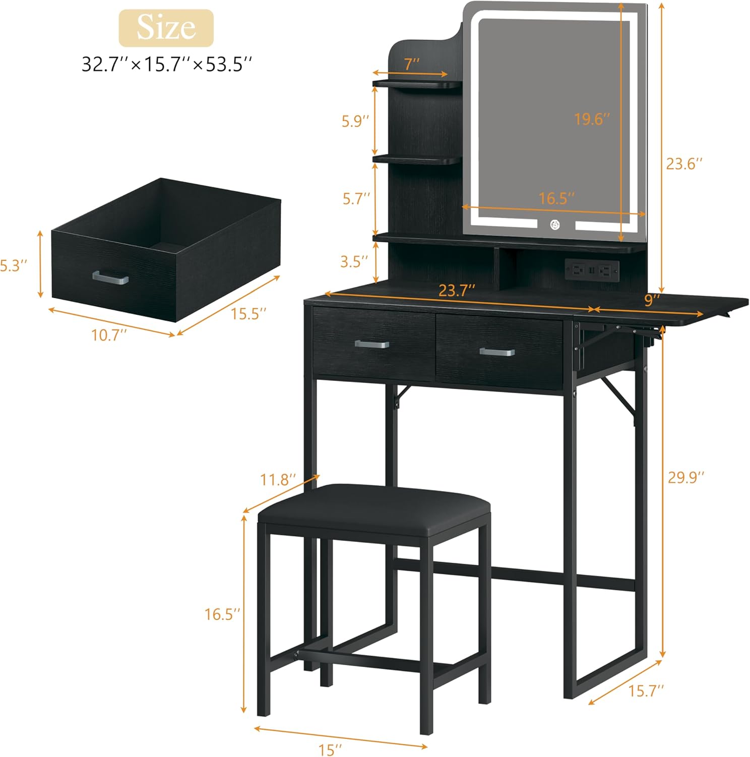 Meja Rias dengan Cermin dan La - Desk Drawer Small ulasan dan harga