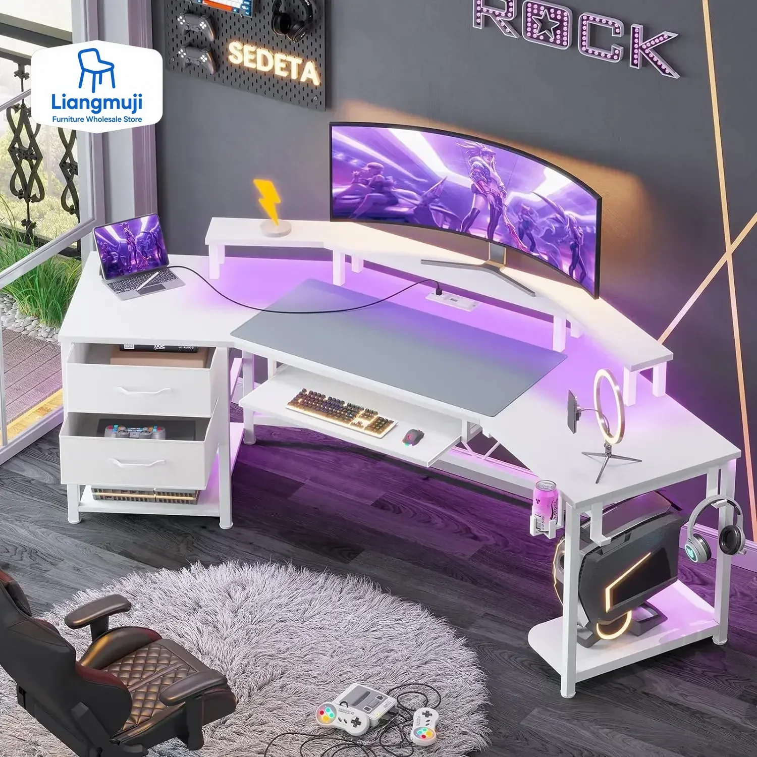 Meja Gaming 79 inci, Meja Komp - Desk Drawer Small ulasan dan harga