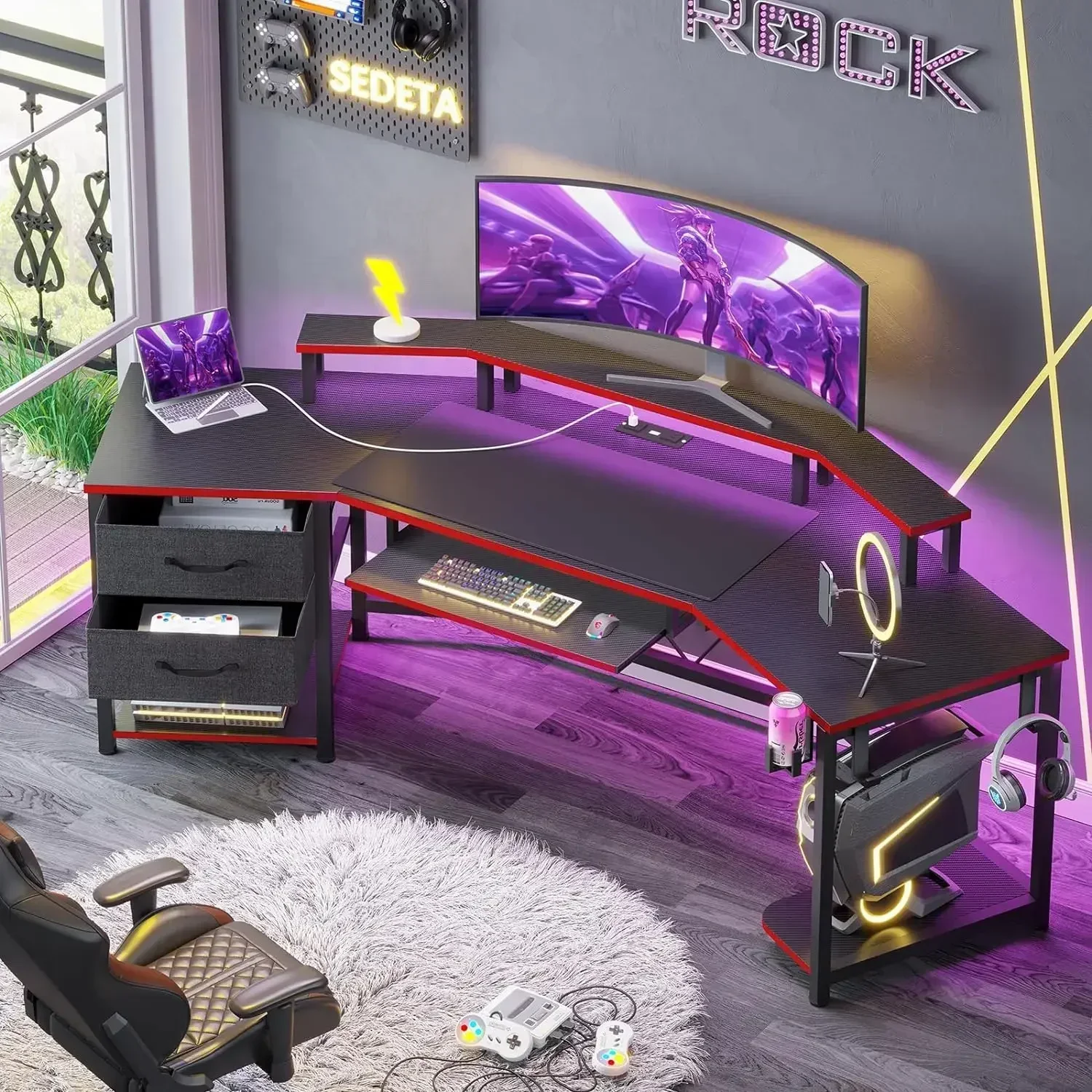 Meja Gaming 79 inci, Meja Komp - Desk Drawer Small ulasan dan harga