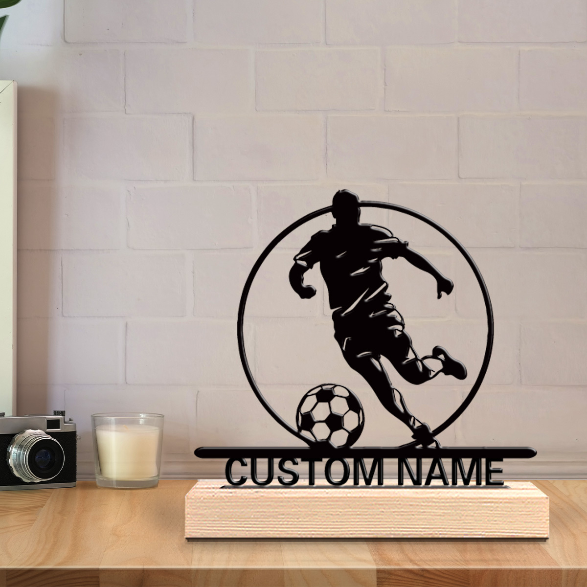 Patung Logam Pemain Sepak Bola - Office Table Home ulasan dan harga
