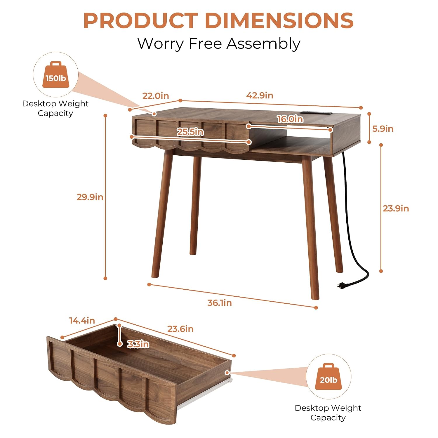 Meja Eksekutif Gaya Mid Centur - Desk Drawer Small ulasan dan harga