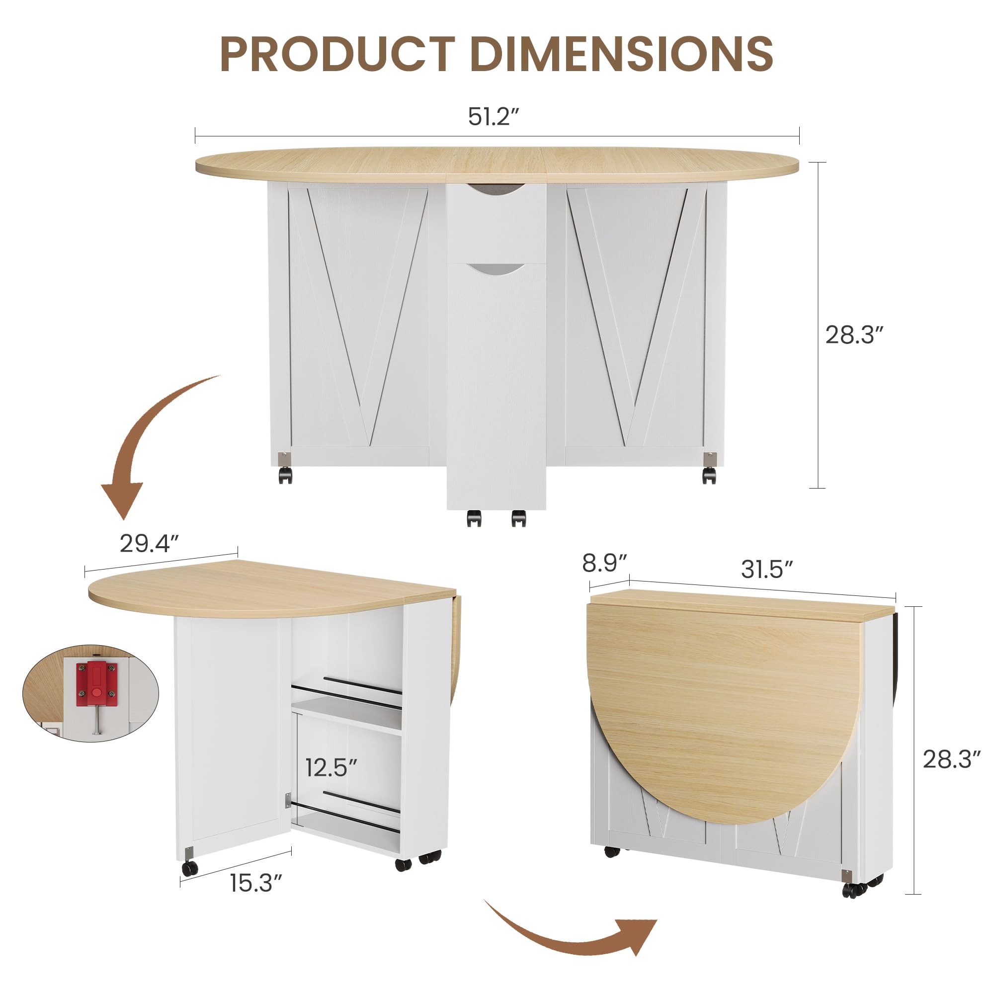 Meja Makan Lipat 3-in-1 Dengan - Desk Drawer Small ulasan dan harga